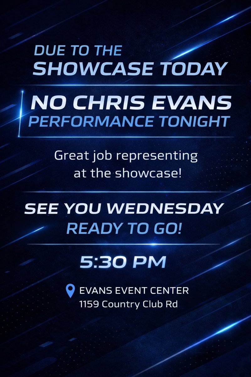 CE_Performance's tweet photo. Proud of all our athletes who competed and represented at a high level. Great job at the showcase 👏🏾

We’ll be back Wednesday and ready to work.

🕠 5:30 PM
📍 Evans Event Center

Lock back in. Let’s keep building.

#ChrisEvansPerformance #GirlsFlag #WorkInProgress #BackToWork https://t.co/uSriOmWU5Q