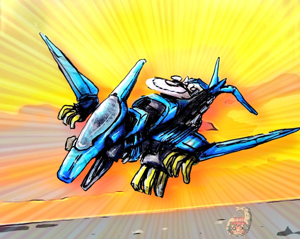 『運がよければ、彼女はおまえを待っている』
皆さん、おはスミノ☀️⚡☀️(2/17)
「新ゾイドバトルストーリー」の
ラストシーンのレイノスです
今週はゾイド描こうかしら？
#ゾイド
#レイノス