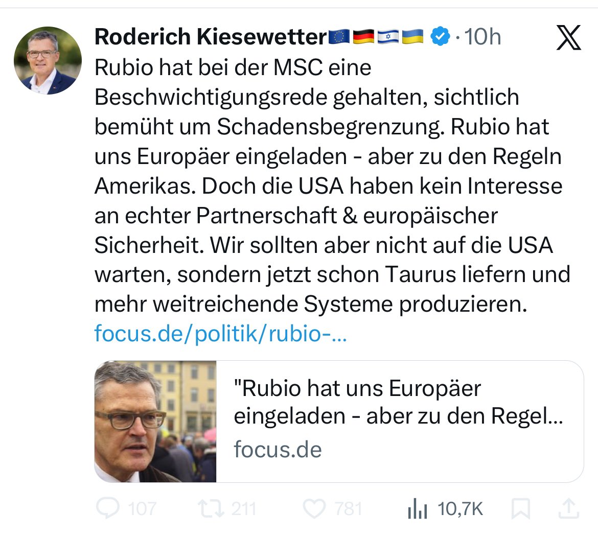 Ernsthafte Frage: Welche Behörde, welcher Dienst ist zuständig und rechtlich in der Lage diesen Feind Deutschlands zu disziplinieren, zu sanktionieren und ihm klar zu machen, welchen immensen Schaden er verursacht? Ich halte <a href="/RKiesewetter/">Roderich Kiesewetter🇪🇺🇩🇪🇮🇱🇺🇦</a> mittlerweile für eine echte Bedrohung.