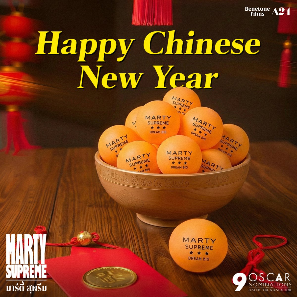 🧧🍊 Happy Chinese New Year
เฮงให้แรง ฝันให้ใหญ่ เล่นให้สุด
ปีนี้ขอให้ทุกซีนชีวิต… ขึ้นแท่นระดับ Supreme
จาก Marty Supreme ✨

MARTY SUPREME🏓
12 มีนาคมนี้ ในโรงภาพยนตร์

#MartySupreme
#MartySupremeTH
#มาร์ตี้สุพรีม
#BenetoneFilms
#A24