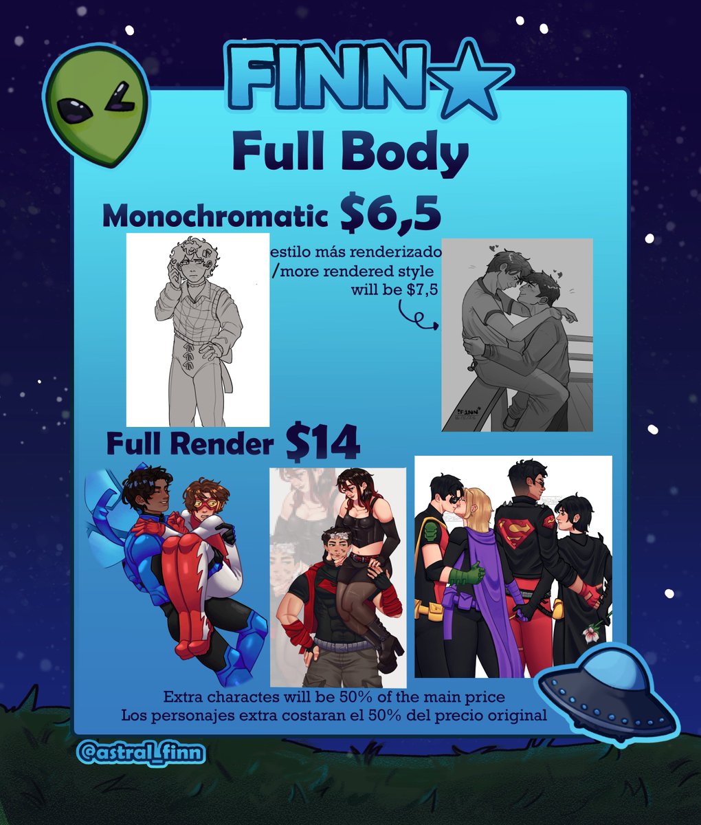 astral_finn's tweet photo. OPEN COMMISSIONS// COMISIONES ABIERTAS
🗣️🗣️‼️
Dm for more info!// Md para más info!
Payment/Pagos via Ko-Fi (Paypal)
#opencommissions #comisionesabiertas #fanart #oc #comiciones #commissions #digitalart https://t.co/FkKo4rZdrL