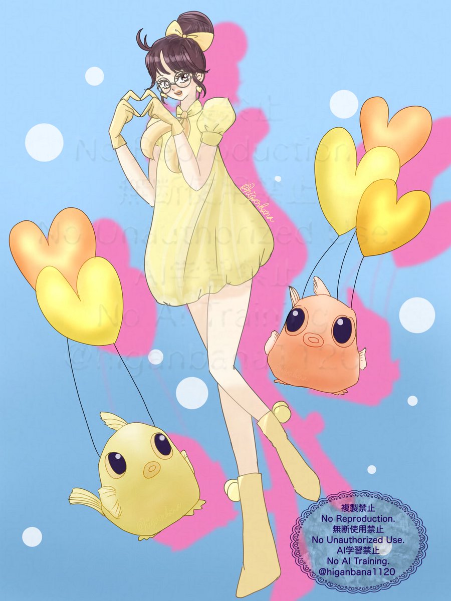 higanbana1120's tweet image. おはようございます。
大遅刻ですがバレンタインイラストです。
いつも見てくださってる皆さんに感謝を込めて🩷
#フウセンウオ　#HappyValentinesDay