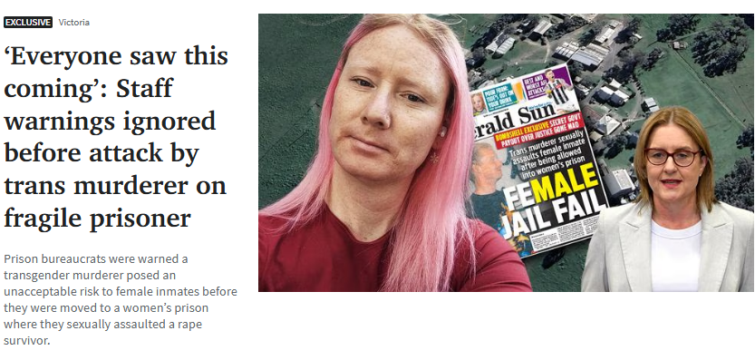 MickamiousG's tweet photo. So a Transgender Woman (A Man) sexually assaulted a rape survivor and the Prison Staff Actively WARNED the Government and the Correctional System that this WOULD HAPPEN and yet their warning were ignored. 

It becomes even worse;
"Rintoull was placed alongside that victim, a young mum with a baby inside prison, despite her being deemed a “fragile” prisoner because of a history of being raped and sexually assaulted.
Authorities have also denied prison insider claims that Rintoull was allowed to continue living alongside their victim in their low security jail unit after initial allegations were made." 

What the hell are we even doing here?