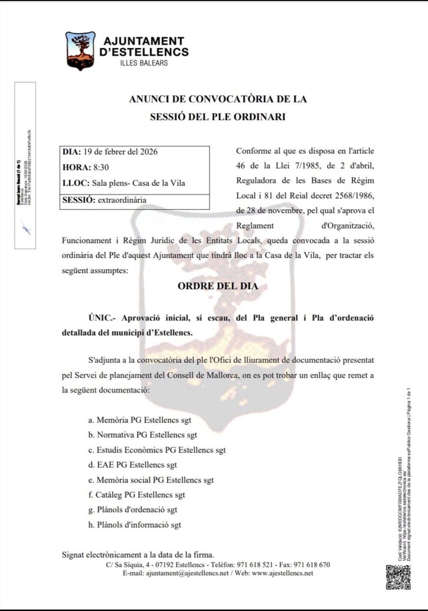 El dijous es vota l’aprovació inicial del Pla General, suposarà la destrucció d’Estellencs: creixement desmesurat, vials i xalets sobre hàbitats, aparcaments en rústic,pèrdua d’olivars i marjades.Ens ajudau a aturar-ho? <a href="/Terraferida/">Terraferida</a> <a href="/GOBMallorca/">GOB Mallorca</a> <a href="/UHmallorca/">Ultima Hora Mallorca</a> <a href="/diariomallorca/">Diario de Mallorca</a>
