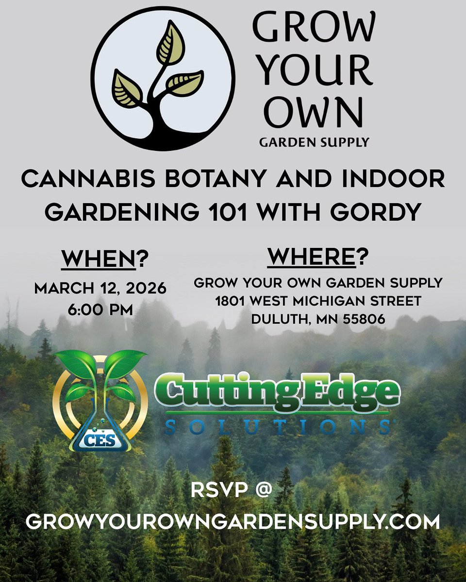 CESHydro's tweet photo. Join Gordy, Thursday March, 12th at 6 PM for Cannabis Botany and Indoor Gardening 101 @growyourowngardensupply 
This class is free but space is limited
Make sure to snag a seat before they’re gone! 🎟️

#CuttingEdgeSolutions #GrowYourOwnGardenSupply #sucCESs #freeclass #qualityovereverything