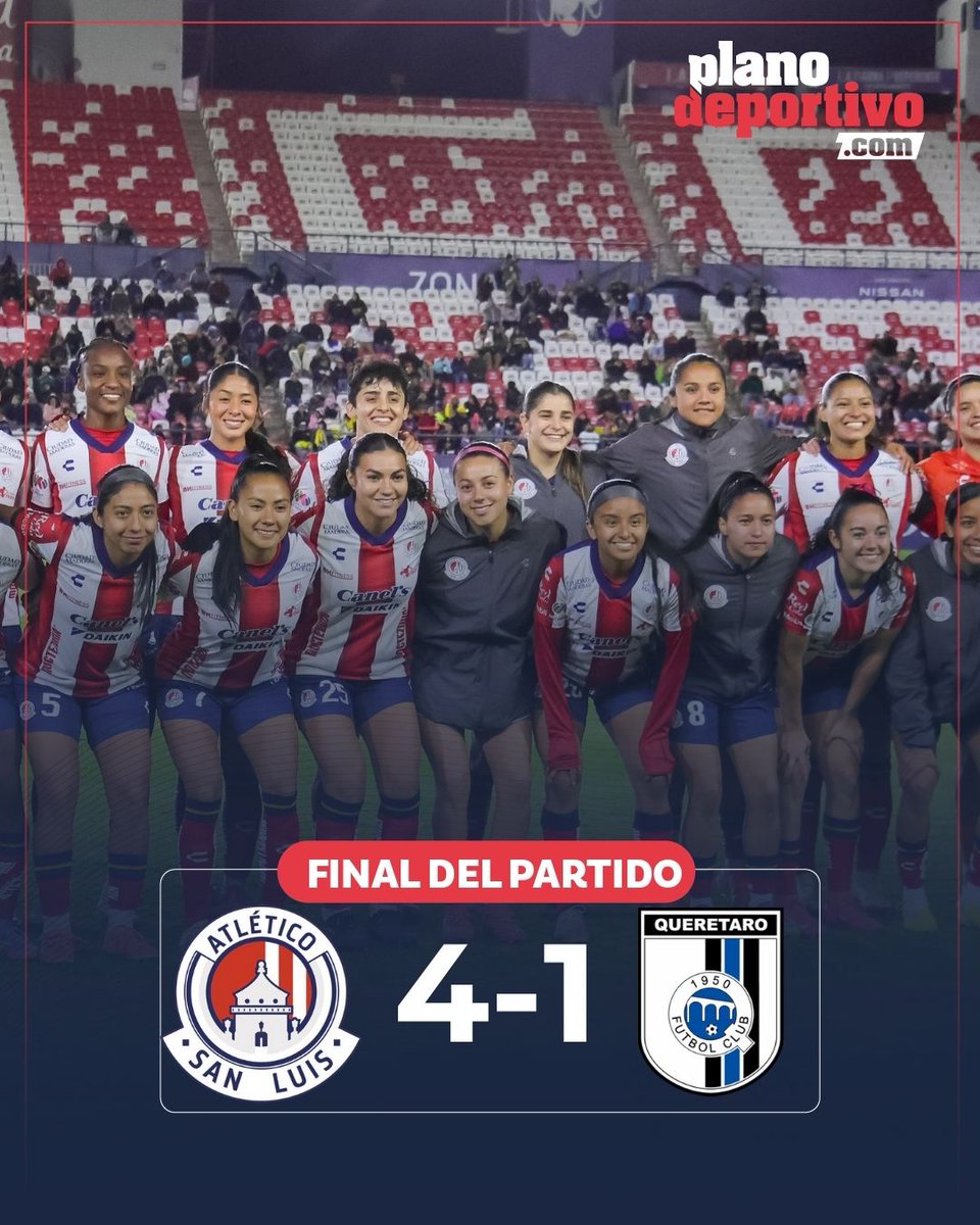 PlanoDeportivo's tweet photo. 🔴⚪ ¡Victoria potosina!
Las potosinas mostraron corazón y carácter en el segundo tiempo para dar vuelta al marcador y vencer 4-1 a Querétaro Femenil en un duelo lleno de intensidad.
🔗 Entérate de todos los detalles aquí: https://t.co/pNWfFQOqLC
#ADSL #Femenil #Potosinas #Goleada