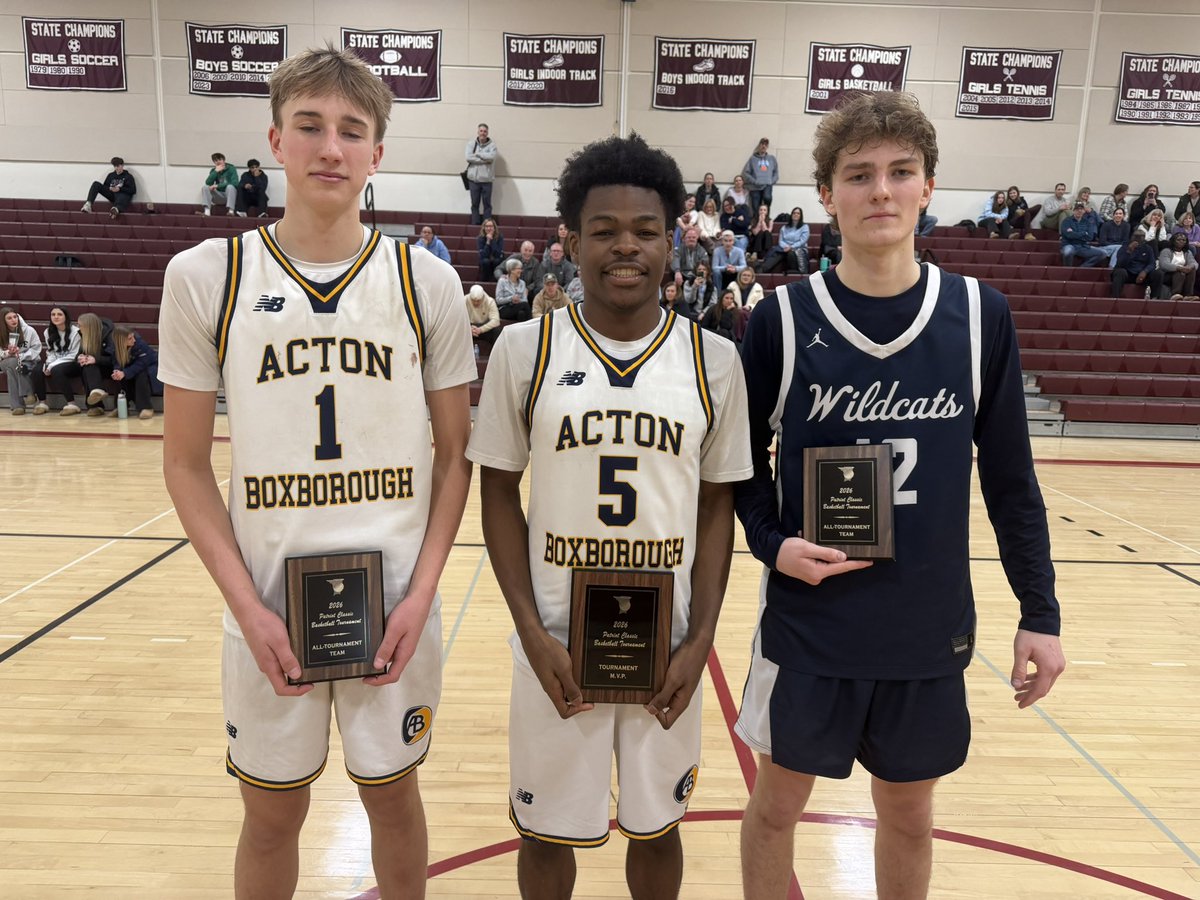 Congrats to the members of the Patriot Classic All Tournament Team. Great job by AJ Valentine (CC), Niles Scott (Methuen), Ryan Gray (Wilmington), Jake Moorman (AB) and Most Outstanding Player,  Des Flumo (AB).