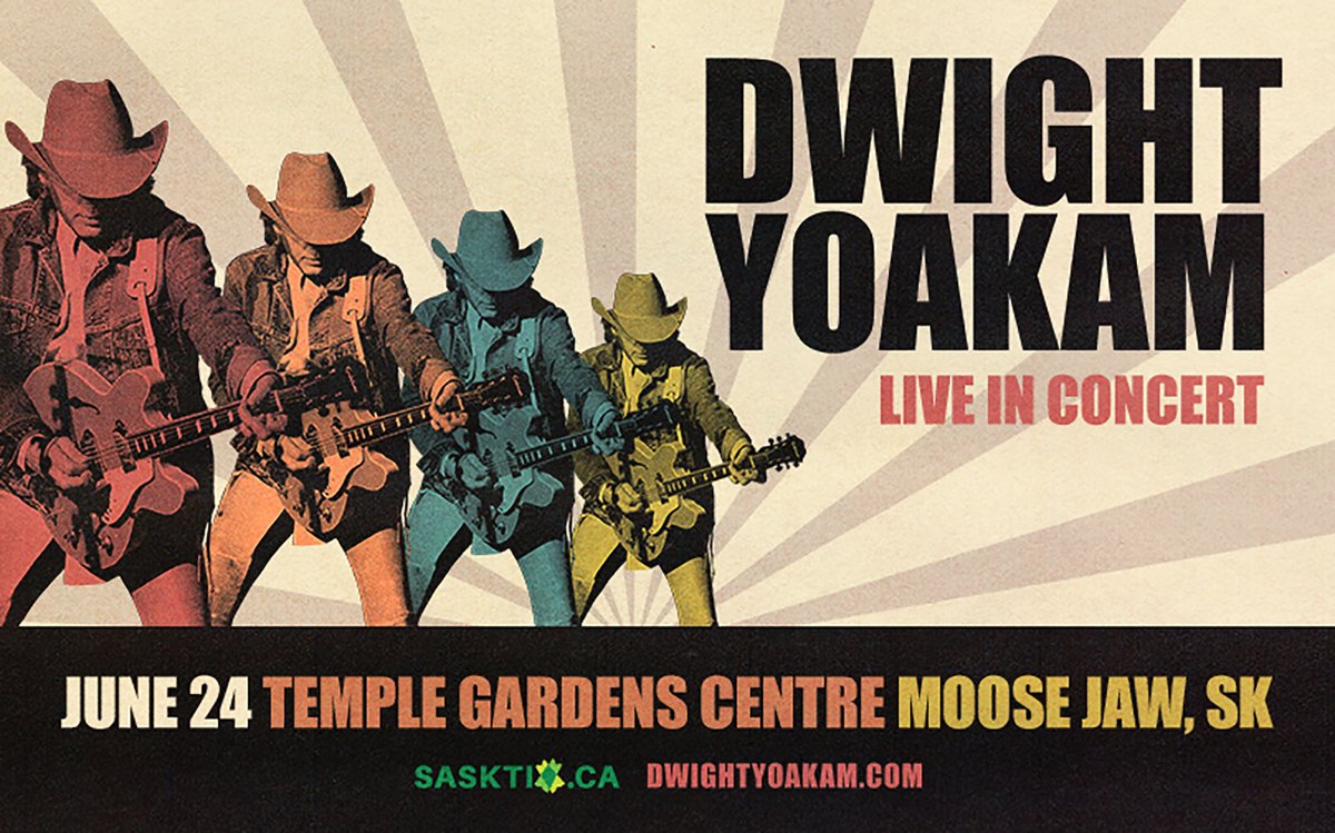 redbootlive's tweet image. 🤠🎸 Country music royalty is coming to Moose Jaw! 🎸🤠 Legendary singer‑songwriter @dwightyoakam hits the stage at Temple Gardens Centre on June 24, 2026, presented by Red Boot Live.
🎟️ Get your tickets now: sasktix.evenue.net/event/TGC26/DY