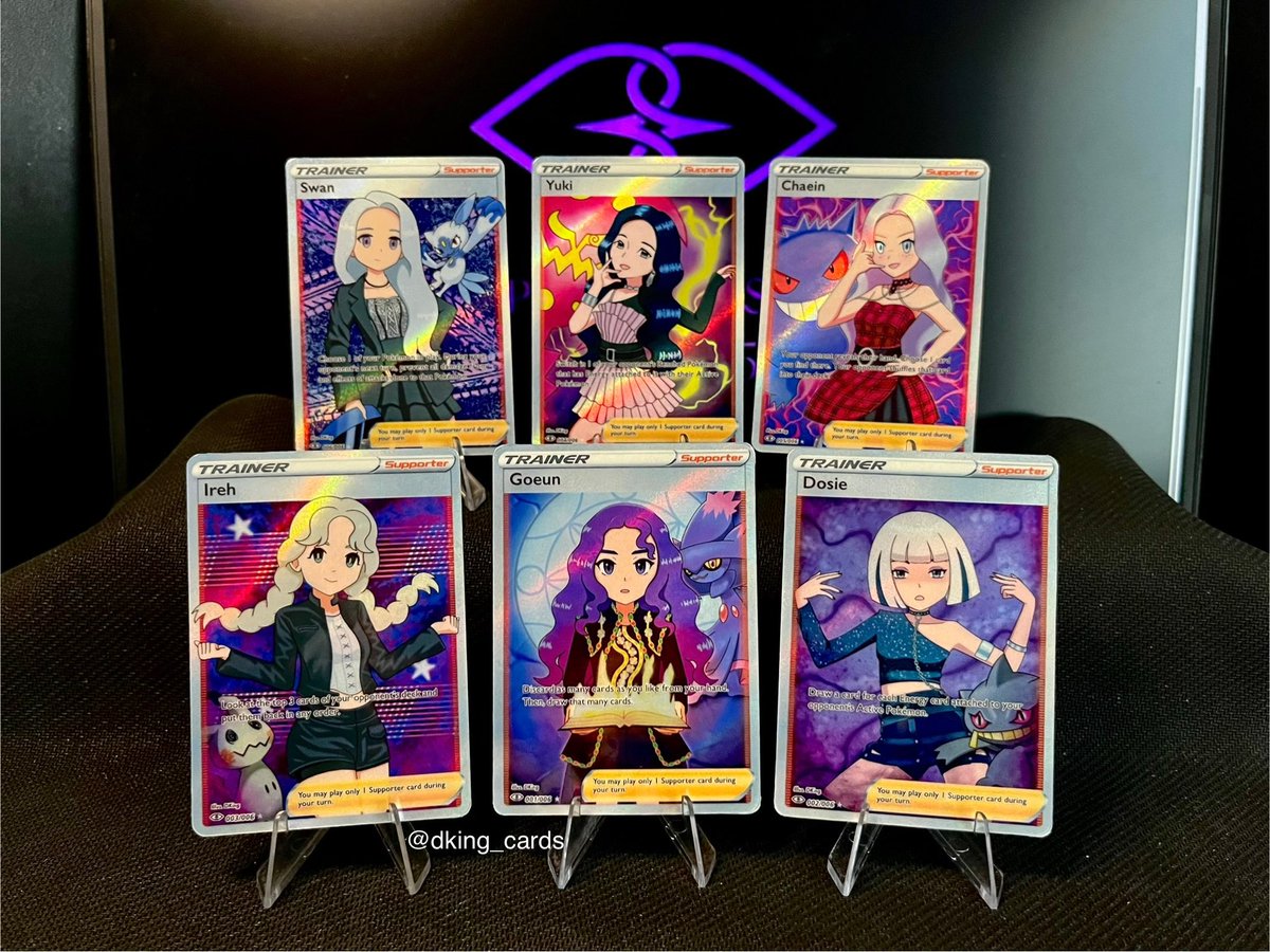 DSGELT's tweet photo. Purple Kiss as full art trainer Pokémon cards 

#purplekiss #purki #goeun #dosie #ireh #yuki #chaein #swan #kpopfanart #purplekissfanart #plory https://t.co/OkQkgW6foU