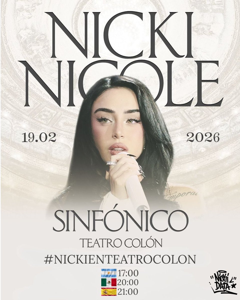 Este 19 de febrero a las 17:00 ARG estaremos haciendo tendencia #NICKIENTEATROCOLON para celebrar este gran sinfónico de Nicki Nicole.

IMPORTANTE: no agregar el acento en colón, para que # funcione⭐️