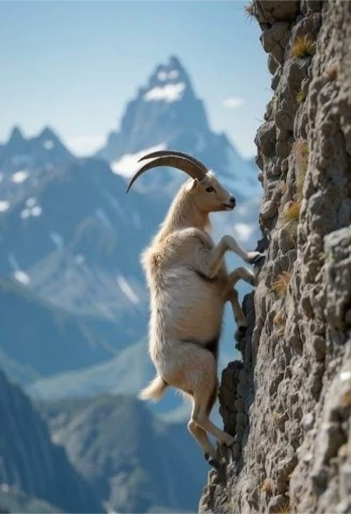 They say balance is key. This goat's got balance. Me, I got a couch and a remote. Different kinds of key I guess.