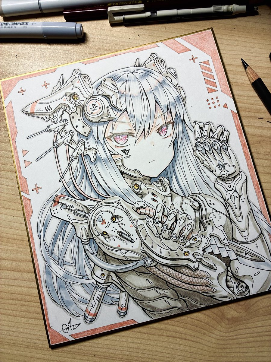 こちらのメカ少女直筆色紙は、明日2/18(水)のどこかで販売します！ 気