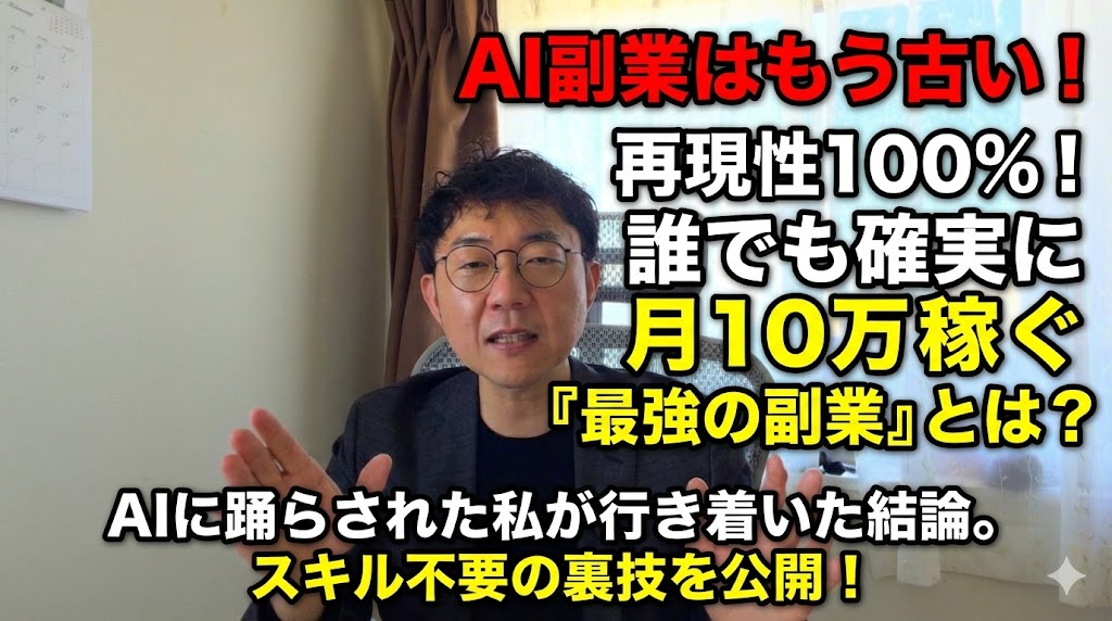 【実録】AIに踊らされ続けた末路。1周回って辿り着いた「無敵の副業」

youtu.be/TnV1Ma9upL8