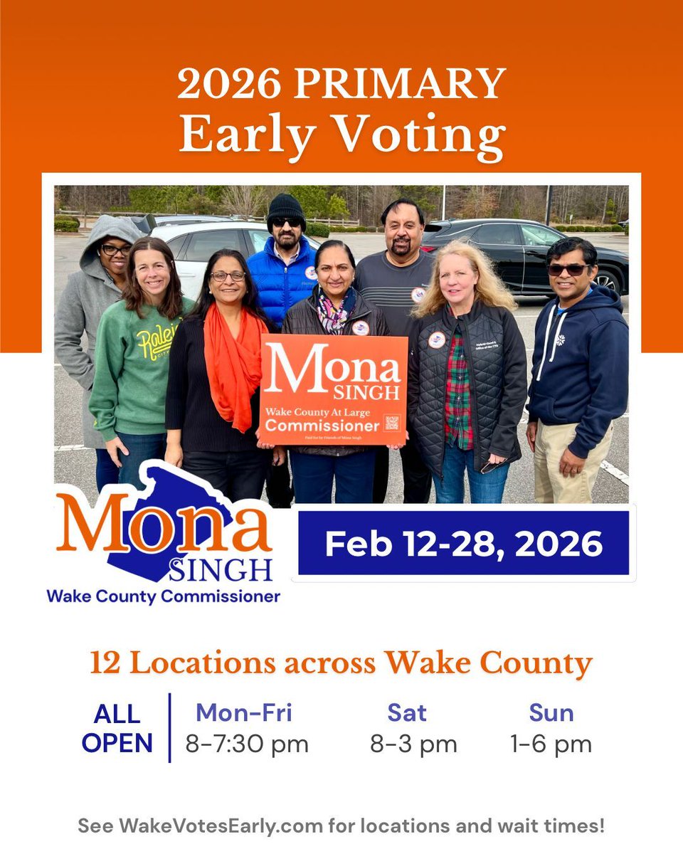 monaforwake's tweet photo. 📣Voting isn’t the only thing we can do right now to make a difference, but it IS an important thing! The Democratic Primary decides who will be on the ballot in Nov. If you support Mona for Wake County Commissioner, we need your support in the voting booth now! 🗳️ https://t.co/1R26ZRd7Cd