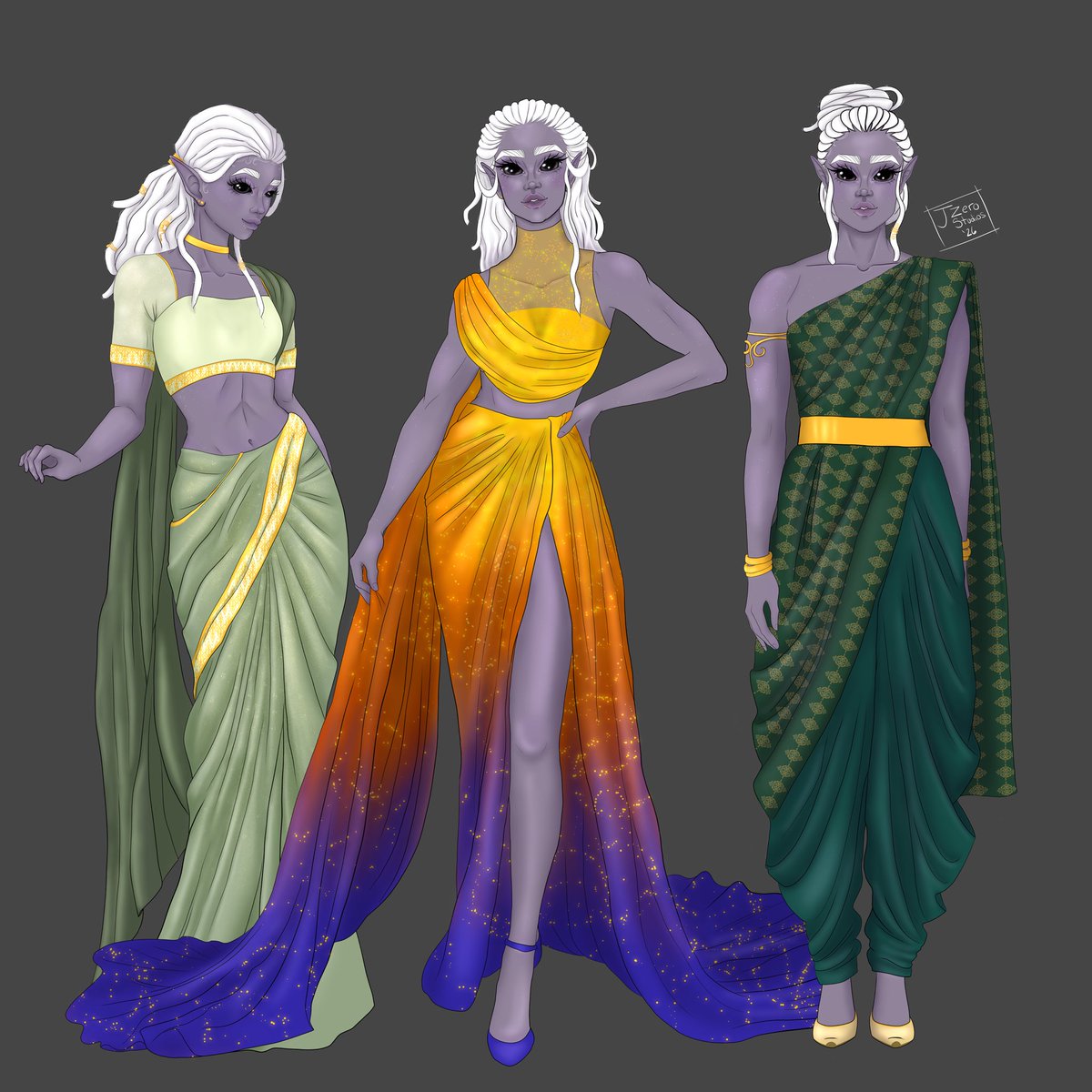 Jzero_Studios's tweet photo. Xalena in various outfits in this seasons campaign. She's really going out of her typical color palette 🥰
.
.
.
#dnd5e #characterart #spidercleric #monk #drow #artsyfartsy https://t.co/9kVacZLYN1