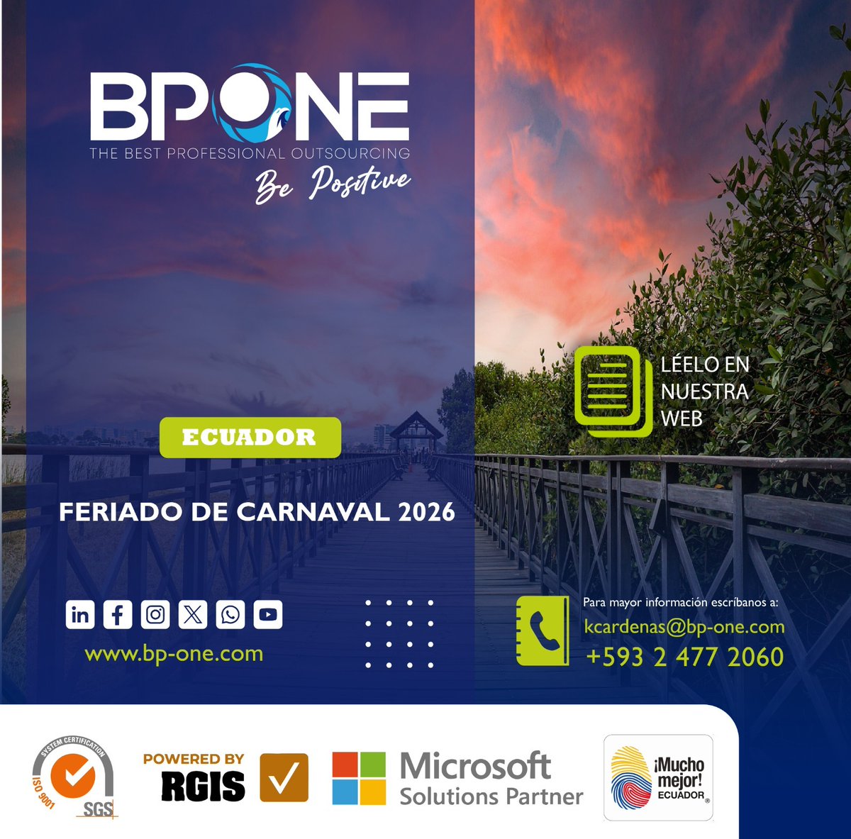 BPONE_COM_'s tweet photo. Feriado de Carnaval 2026 – Ecuador

El feriado nacional se celebrará el lunes 16 y martes 17 de febrero de 2026, conforme al calendario oficial vigente. Aplica para los sectores público y privado, según la Ley Orgánica de Servicio Público (LOSEP).

#Carnaval2026 #FeriadoNacional https://t.co/BPNdGMQVDU