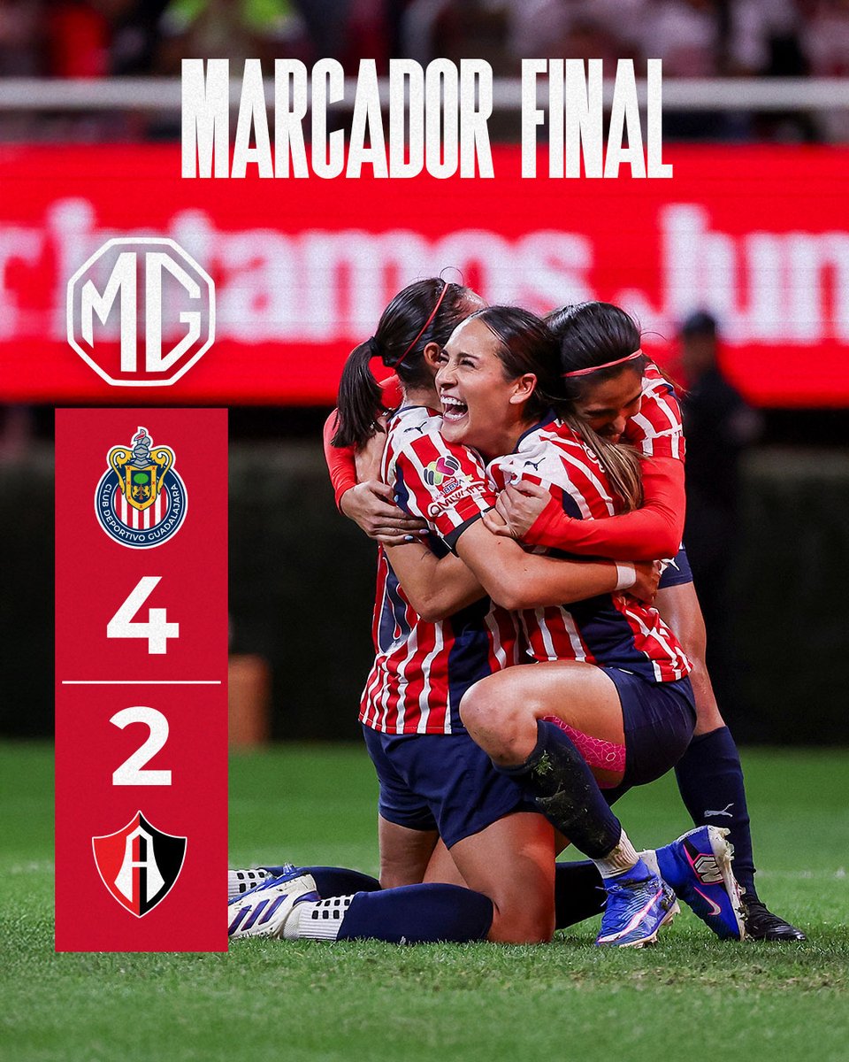 🇫🇷 ¡GANARON LAS CHIVAS! 🇫🇷

Con mucho carácter, determinación y ajustes desde el banquillo, el Rebaño vino de atrás y demostró una vez más que la ciudad es Rojiblanca 🔴⚪️

#MuchoChivas 🐐