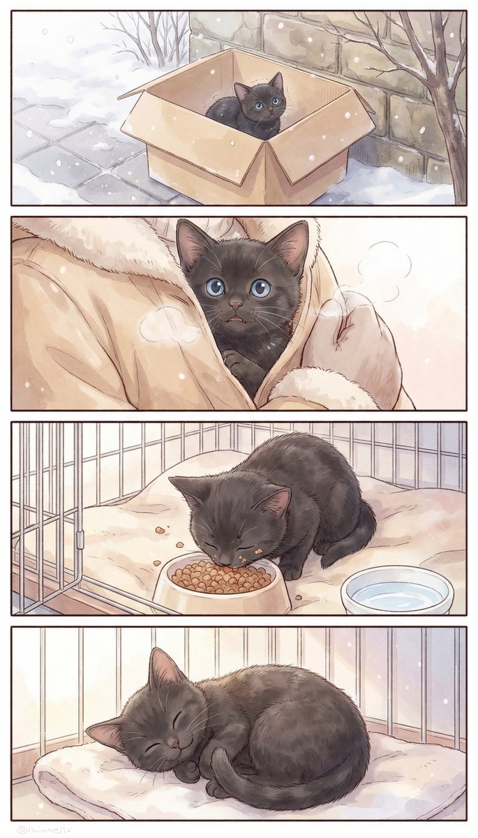 猫と寒い冬の日📤🐾