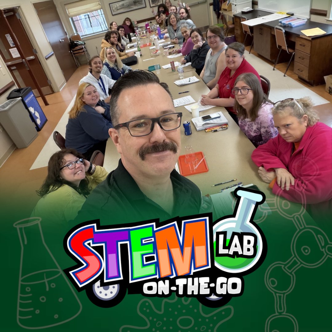 STEMLabOnTheGo's tweet photo. Some of the raddest, smartest librarians around + me, “Mr. Science,” turning the Rowan County Public Library into a sneaky science lab today. 🧪🚀  #STEM #STEMeducation #Science #HandsOnSTEM #STEMatthelibrary https://t.co/qckVutHWHr
