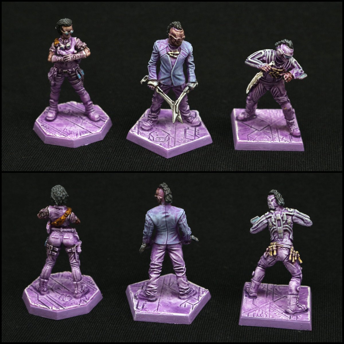 cosmisko's tweet photo. Voodoo Boys🐔🔪 from @CMONGames' Cyberpunk 2077: Gangs of Night City! Slapchopped a full 3x3 squad in about an hour. Kept the purple player color for easy ID. Way better than plain plastic! 💜
#Cyberpunk2077 #MiniaturePainting #Slapchop #GangsOfNightCity #CMON #TabletopGaming https://t.co/cwQnKUsDil