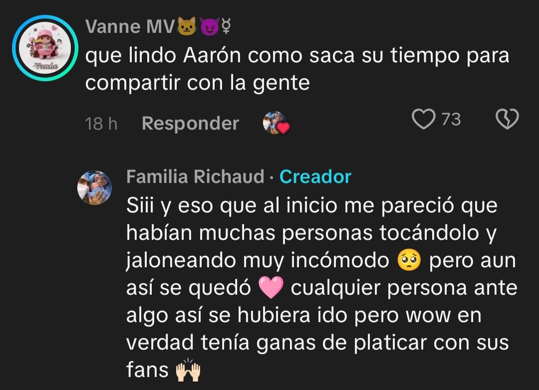Les juro que estos días han sido demasiado conmovedores para mí, ver lo amado que es Aarón y saber que se lo merece tanto, hasta personas que no son fanáticas le reconocen lo amable y cercano que es con su gente. Lo ha logrado todo el precioso 🥹⭐💗