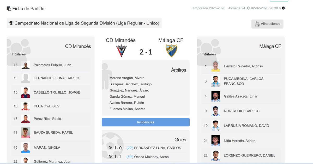 El árbitro del VAR (Rubén Ávalos Barrera) ha sido el mismo que estuvo en el partido contra el Mirandés.

Seguid calladitos, <a href="/MalagaCF/">Málaga CF</a>