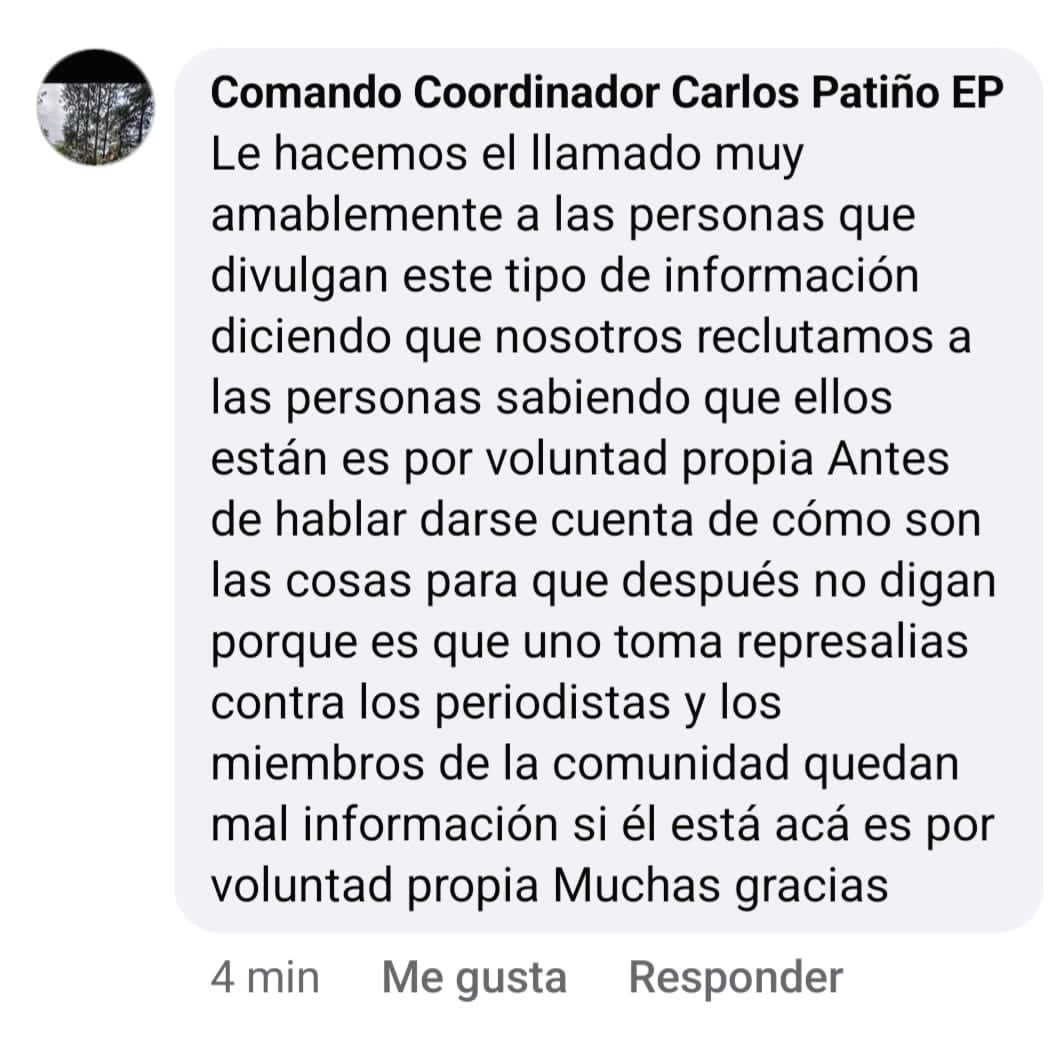 Represalias, así amenazan los grupos armados a quienes denuncian la afectación que vive la gente, esta amenaza directa contra un medio de comunicación propia del #Cauca no es la única, son reiterativos los hechos contra comunicador@s. <a href="/FLIP_org/">Fundación para la Libertad de Prensa (FLIP)</a> <a href="/ONUHumanRights/">ONU Derechos Humanos Colombia</a> <a href="/DefensoriaCol/">Defensoría del Pueblo</a>