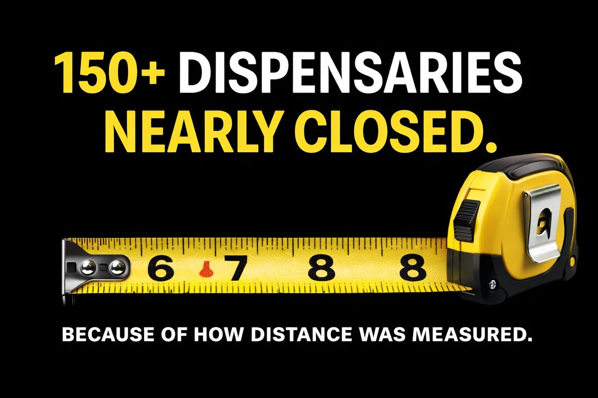 ~30% of licensed NY dispensaries almost closed.

The law said dispensaries must be a certain distance from schools and houses of worship. The ambiguity was around whether or not we should measure to/from the door of the facility or the property line. In cannabis, inches can cost