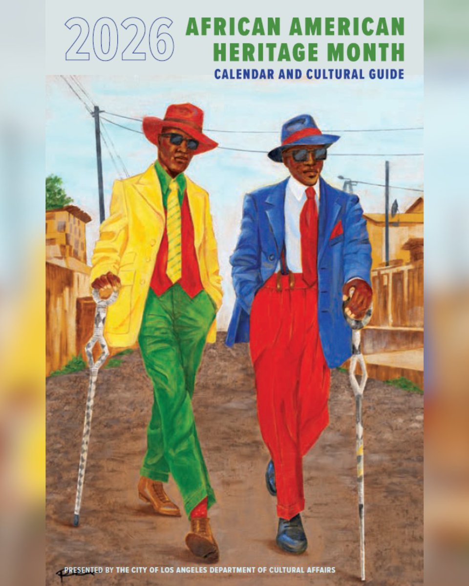 LACity's tweet image. Celebrate African American Heritage Month with @Culture_LA 2026 Calendar &amp;amp; Cultural Guide. ✨Honoring the national theme “A Century of Black History Commemorations,” the guide features 120+ events across LA, powerful art, poetry and more. ➡️ culture.lacity.gov