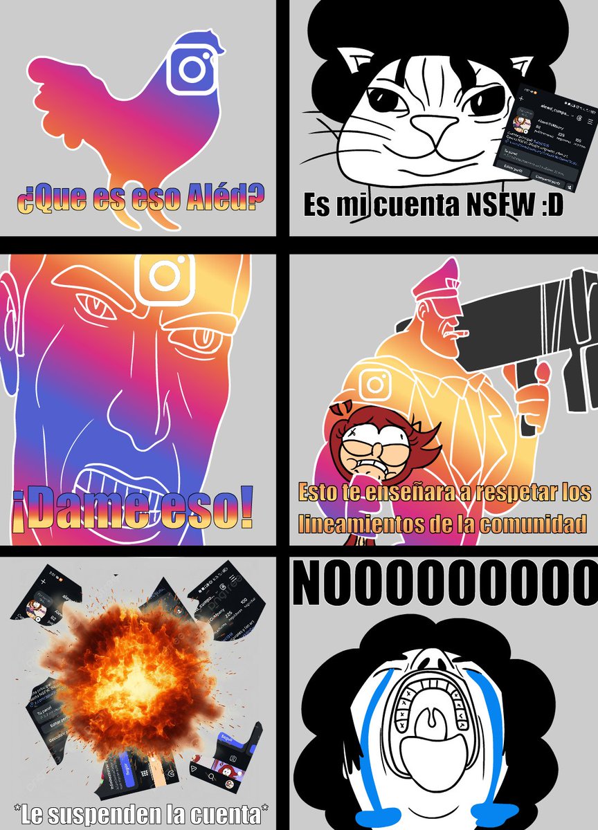 El trolo del otro sitio me tumbó mi cuenta nsfw, en mi defensa, en mis tiempos insta-sitio era menos sensible, total, me hice otra cuenta, si quieren pasar a apoyarla esta en el link de la biografía