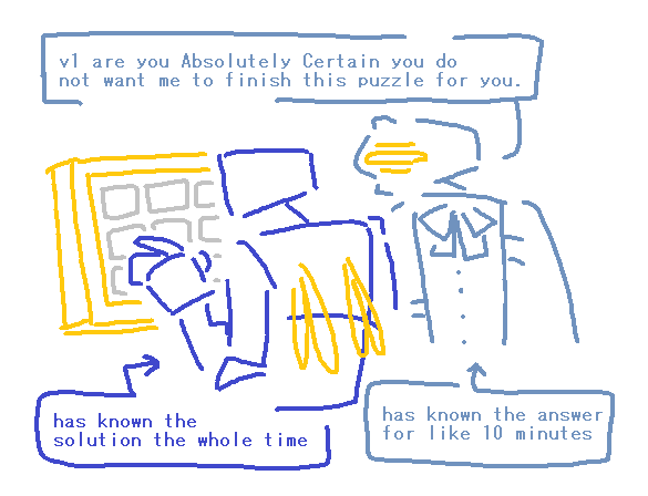 au where mirage is in v1's hard drive or something but it just ragebaits her all day