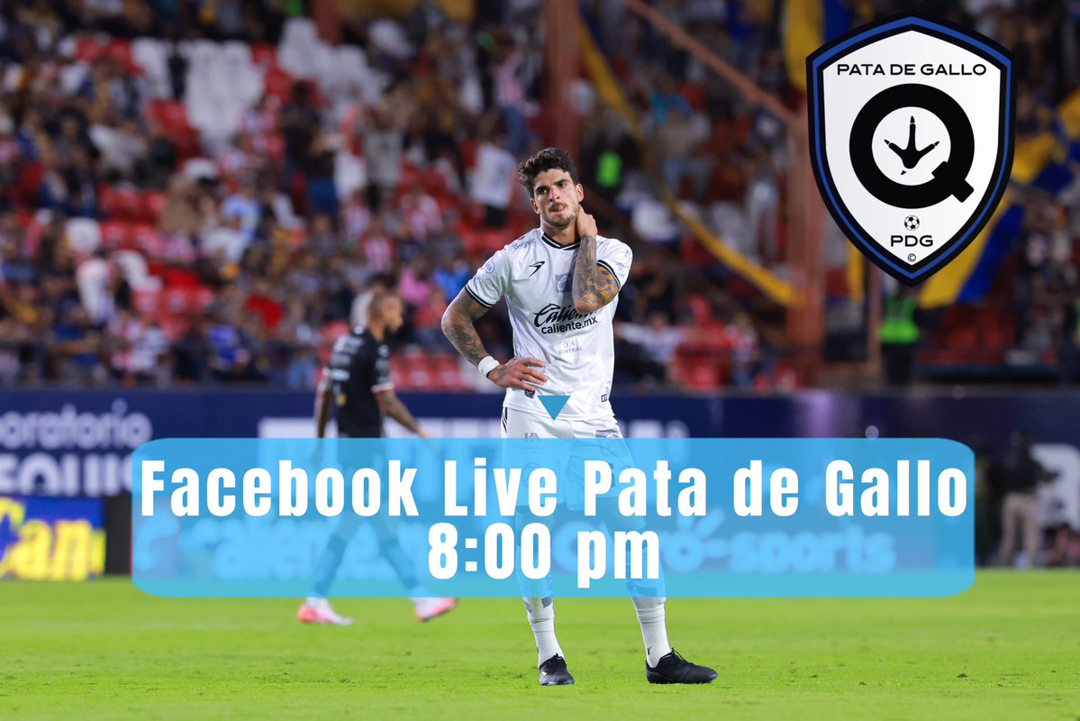 Banda del Gallo
Nos vemos hoy a las 8:00 pm por el Facebook Live de Pata de Gallo. 
Conéctense para platicar del Gallo, el clásico y lo que se viene para el Gallo