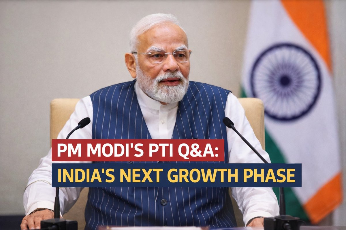 HemanNamo's tweet photo. 🧵 0/9 PM Modi’s PTI Q&A — Why this interview matters 🇮🇳
This wasn’t rhetoric. It was a blueprint for India’s next growth phase: trade, manufacturing, capex, tech & reforms—sequenced, not scattered.
@narendramodi @PMOIndia
#ModiInterview #ViksitBharat #NewIndia https://t.co/JGiH6X3P1E