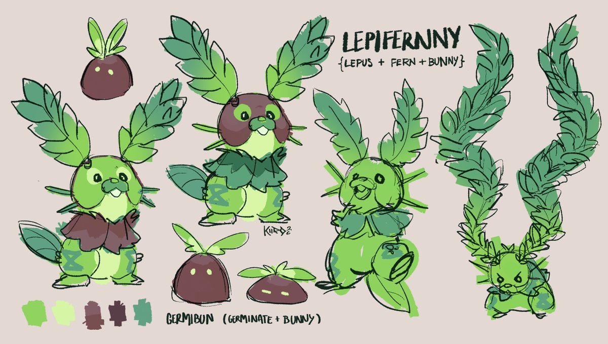 paleomons🌱germibun &amp; lepifernny 
#bunny #monstertaming #fern