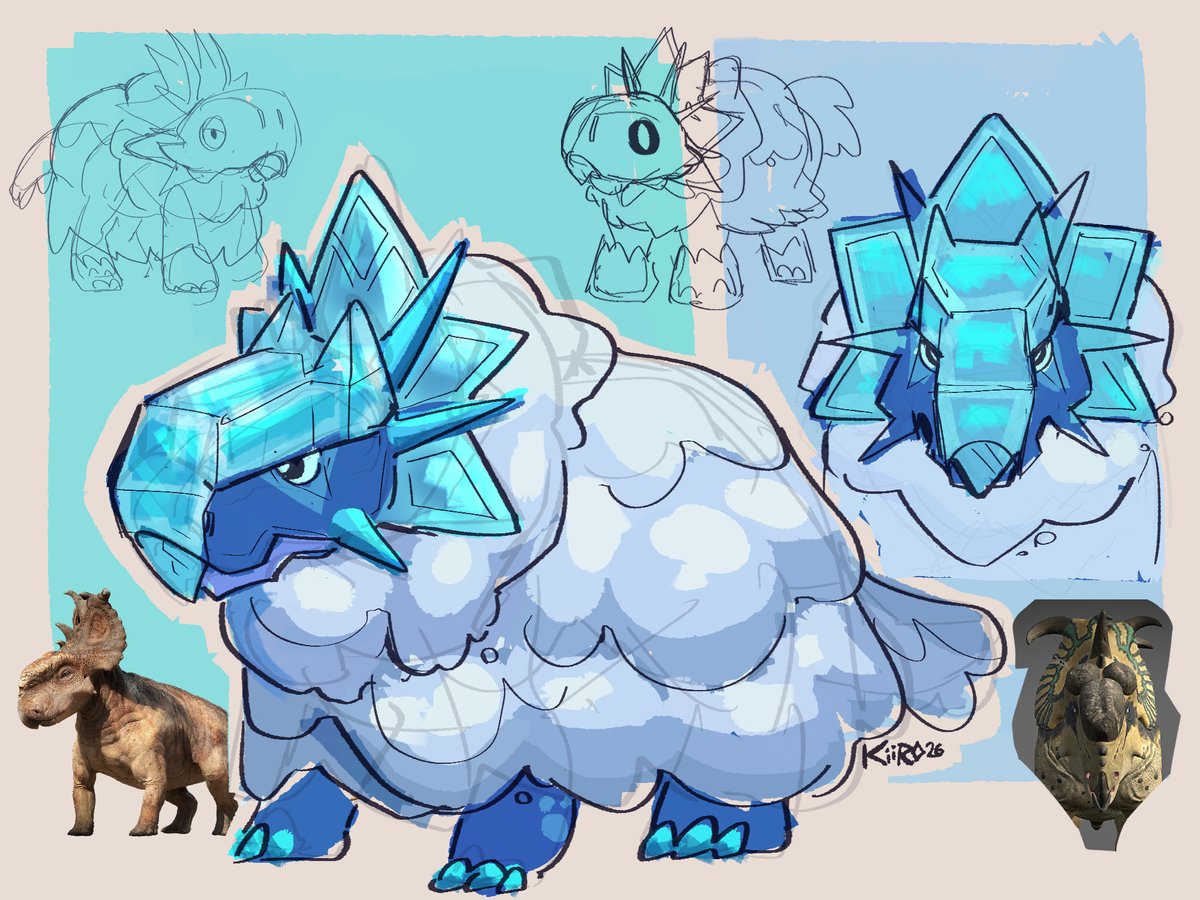 Pachyfloccus evolves! ❄️
#paleoart #monstertaming #dinosaur