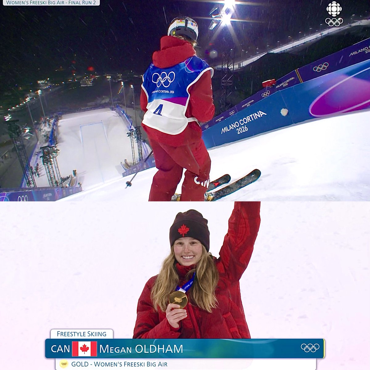 HeyItsMeMissJT's tweet photo. Another GOLDEN day for #CANADA! π¨π¦ #MeganOldham scores us our 2nd gold! Canadian #FreestyleSkiing is on fire! π₯ #MilanoCortinaOlympics2026 @TeamCanada #Day10 #WinterOlympics #GoForTheGold #NotBadForAMonday β·οΈβοΈππ₯ https://t.co/CKmrKfBWgr