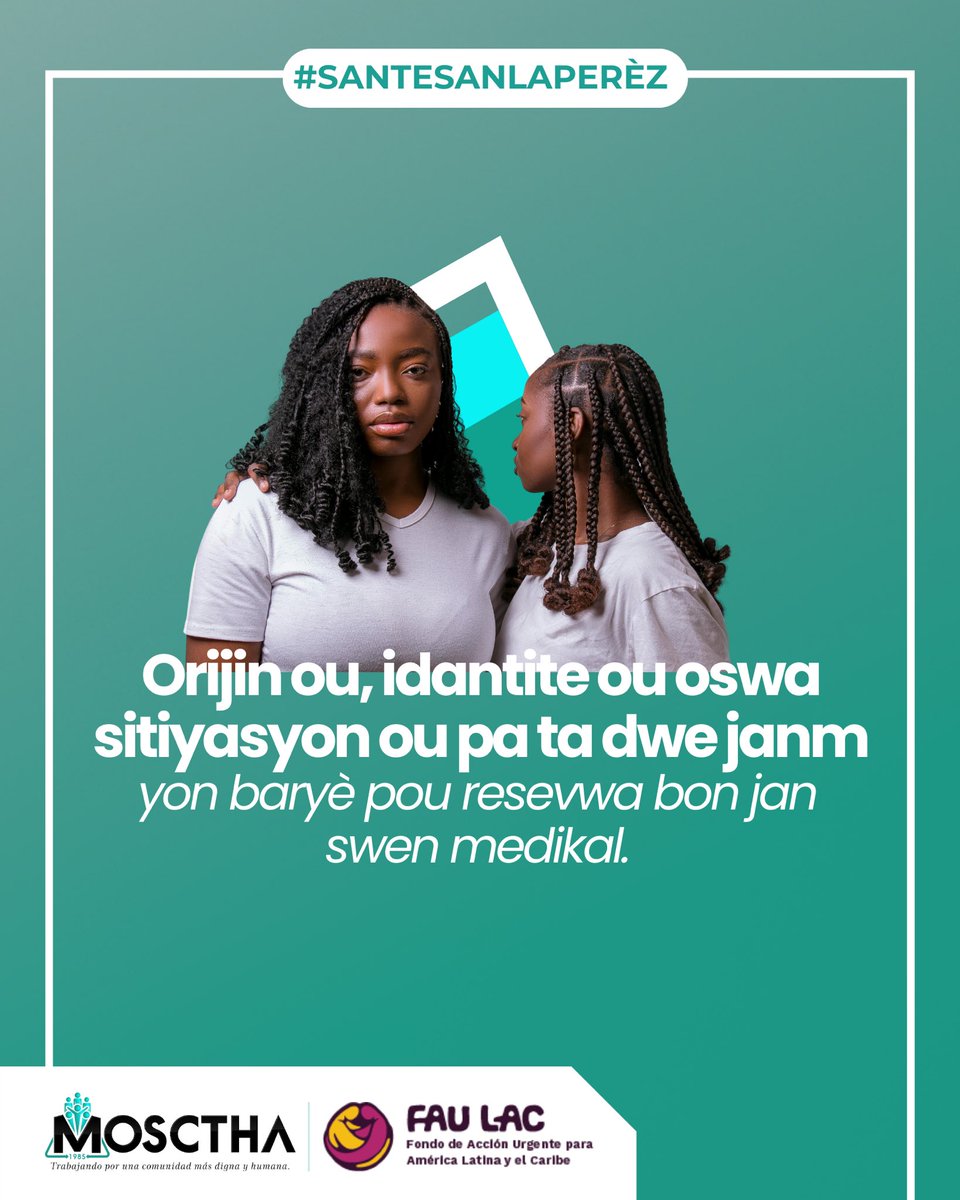 mosctha's tweet photo. Tu origen, identidad o condición jamás deberían ser un obstáculo para recibir atención médica de calidad🏥🧑🏽‍⚕️
_____________________________________ 

Orijin ou, idantite ou oswa sitiyasyon ou pa ta dwe janm yon baryè pou resevwa  bon jan swen medikal🏥🧑🏽‍⚕️

#SaludParaTodasYTodos https://t.co/2BgLgKPXdk
