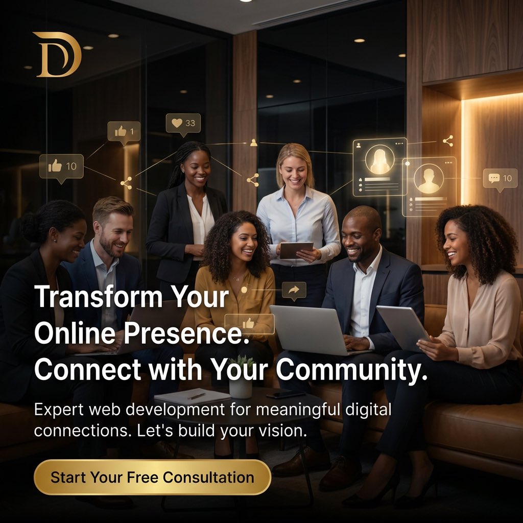 Transform Your Online Presence. Connect with Your Community.

Your website is more than just a digital storefront—it's your direct line to your audience.
#WebDesign #WebDevelopment #DigitalPresence #CustomWebSolutions #CommunityEngagement #OnlineMarketing #DigitalTransformation
