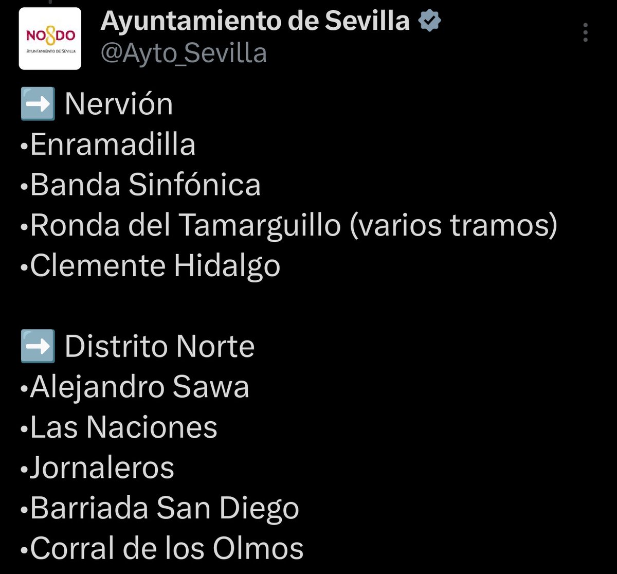 Más de 35 años que no se ha visto una maquina de reasfaltado en nuestro barrio, 35 años, sea el partido político que sea, pero nuestro barrio ni de lejos para su reasfaltado y lo saben de sobra los directivos de <a href="/Dto_Norte/">Distrito Norte (Sevilla)</a> Señores del <a href="/Ayto_Sevilla/">Ayuntamiento de Sevilla</a> y <a href="/jlsanzalcalde/">José Luis Sanz</a> ¿Para cuando?
