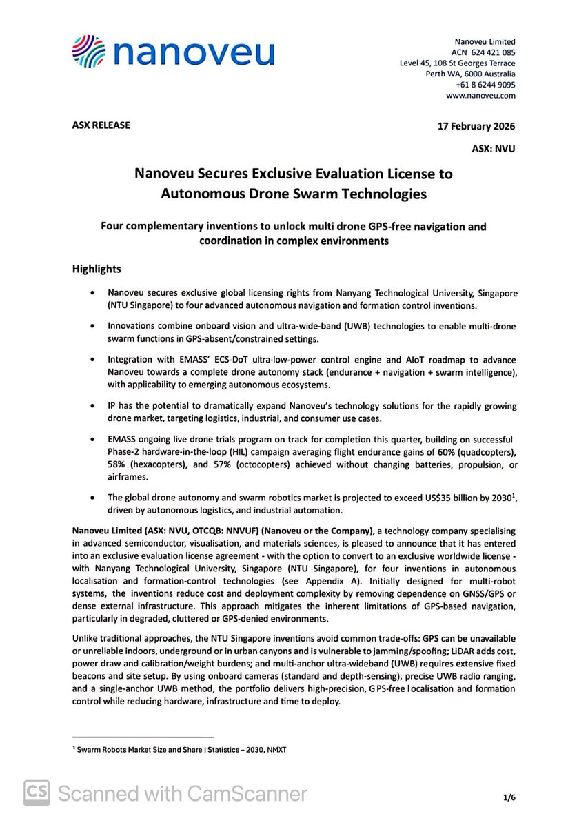 SalvadorMaurice's tweet image. $NVU

Nanoveu Secures Exclusive Evaluation License to #Autonomous Drone Swarm Technologies

#Four complementary inventions to unlock multi drone GPS-free navigation and coordination in complex environments

Innovations combine onboard vision and ultra-wide-band (UWB) technologies