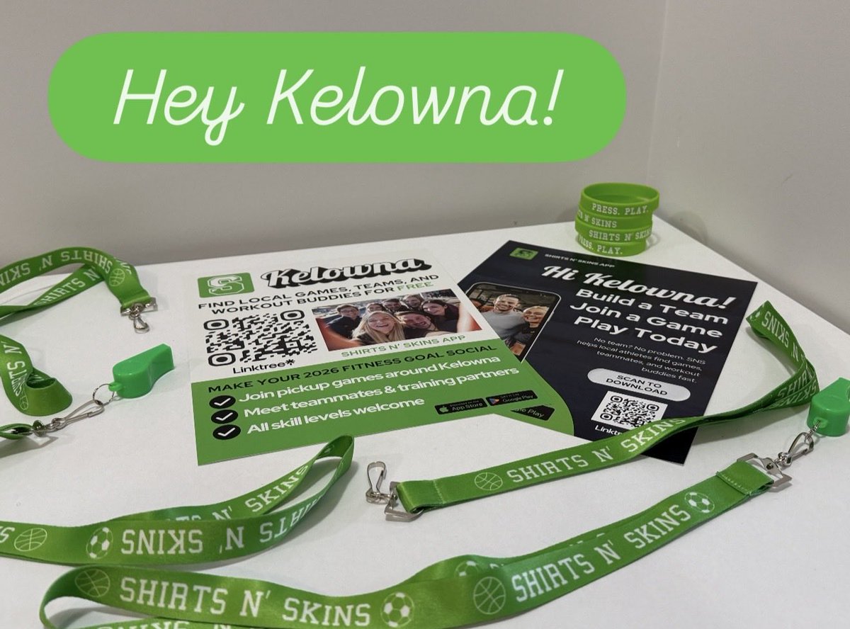 snspressplay's tweet photo. Hey Kelowna!

➡️ New to the area❓
➡️ Looking to meet new people❓
➡️ Need an extra player❓

✅ Join pickup games in your city
✅ Meet teammates and training partners 
✅ All ages and skill levels welcome

#Kelowna #Okanagan #KelownaSports #SNSapp #shirtsnskinsapp #pressplay https://t.co/WNjBE0KMjt