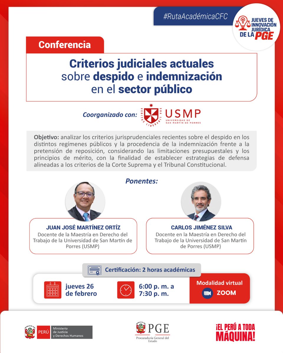 PosgradoUSMP's tweet photo. 🗓️ Fecha: Jueves 26 de febrero de 2026
🕕 Horario: 6:00 p. m. a 7:30 p. m.
💻 Modalidad: Virtual (vía Zoom)
📑 Certificación: 2 horas académicas
➡️ INSCRIPCIÓN: https://t.co/ZtwadyAtQw https://t.co/0trz5VcygH