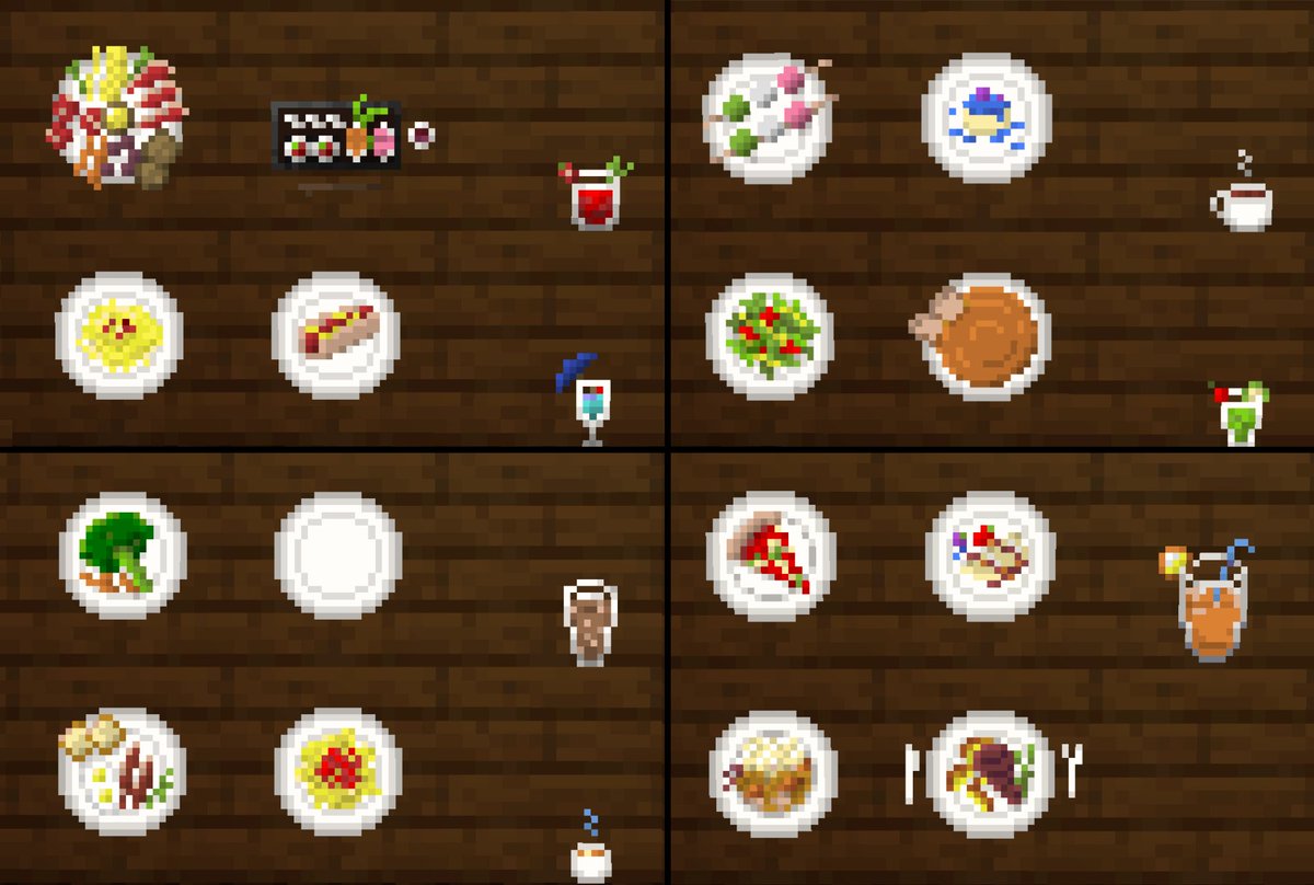 StarsoulOrange's tweet photo. I had some fun making small pixelarts on a Minecraft server. Nothing special, considering the lack of color diversity, but it kinda inspired me to make a "sweats" themed illustration.
I never made anything like that, but its oddly relaxing to draw food. I will post it when done🍰 https://t.co/3g5ri0Ocz0