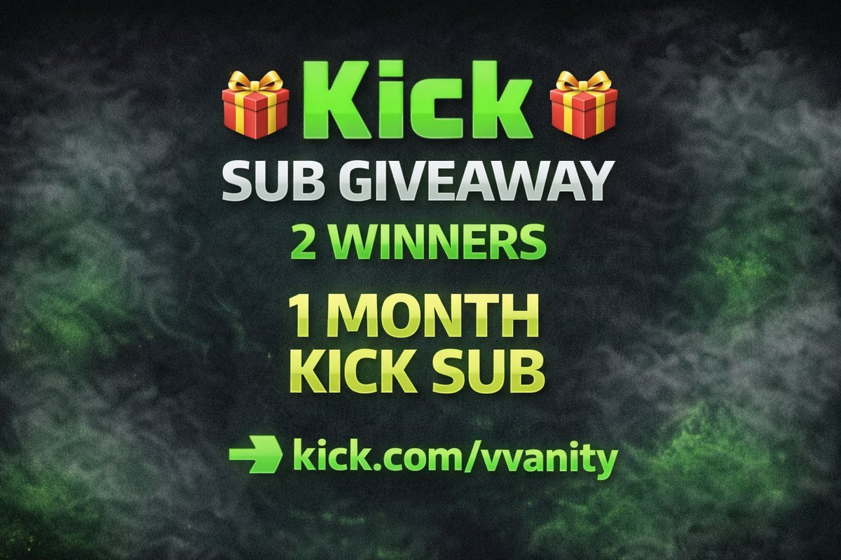 VvanityStreams's tweet photo. ๐ KICK SUB GIVEAWAY ๐
Weโre picking 2 winners ๐
๐น 1 MONTH KICK SUB (each)
โ
To enter:
1๏ธโฃ Follow
2๏ธโฃ Like + Repost
3๏ธโฃ Comment โVANITYโ
โฐ Drawing: Sunday, Feb 22, 2026 (during stream)
๐ข Kick (Live): https://t.co/wr7Ng2dkJV
#Giveaway #KickStream #KickSub #VVANITY #GamingCommunity #LiveStream #GambleResponsibly