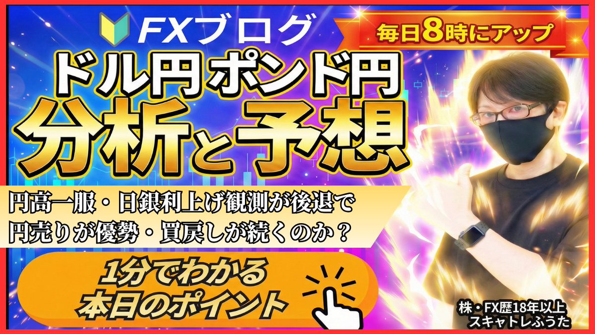 fuuta_fx_trader's tweet photo. ■ドル円・ポンド円相場分析と戦略/2月17日（火）
https://t.co/QCtCAoT07N
・ドル円、円高がやや一服で買戻しの展開
・日銀利上げ観測が後退で円売り
・米国が休場明け
リポストの応援ありがとうございます
※本日の注目指標は「16:00イギリス12月失業率、16:00ドイツCPI」に注目
本日もよろしくお願いいたします。

#FX
#ドル円
#FX初心者
#USDJPY
#FXライブ
#日経平均