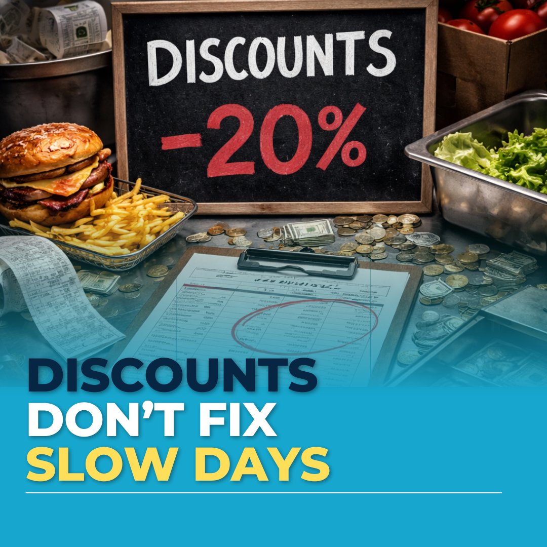 Discounts Don’t Fix Slow Days.

They expose thin margins.

When traffic drops, most restaurants react the same way:

“Run a promo.”

10% off.
Buy 1 Get 1.
Free add-ons.

It feels proactive.

But if cutting price is your first move, your margin was already fragile.

Discounting