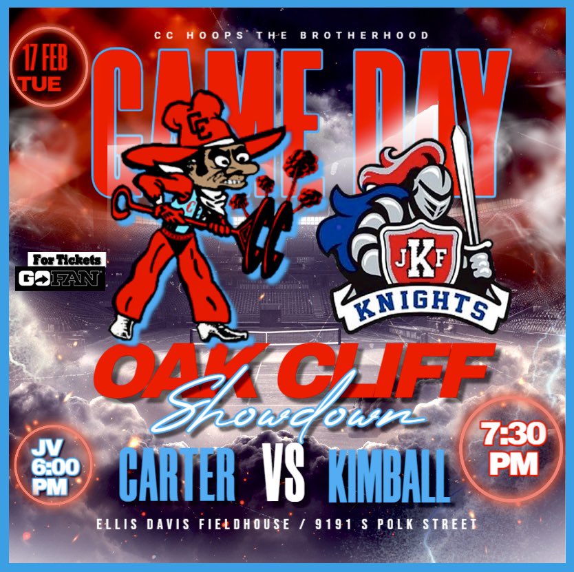 daphtay26's tweet photo. CC HOOPS THE BROTHERHOOD
OAK CLIFF SHOWDOWN‼️‼️

📅 Tue, Feb 17th
🆚 Kimball
⏰ Varsity 7:30 pm
⏰ JV 6:00 pm
📍 Ellis Davis
🎟️ https://t.co/XS0DgzlqQo https://t.co/paGTZXmcKQ