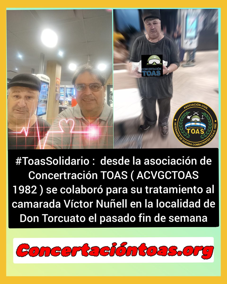 #ToasSolidario en ésta caso en apoyo al camarada Víctor Nuñell y su tratamiento desde <a href="/ConcertaTOAS/">ConcertaciónT.O.A.S</a> #ACVGCTOAS1982 #NoTodoPasoEnMalvinas 💪🪖🇦🇷❤️