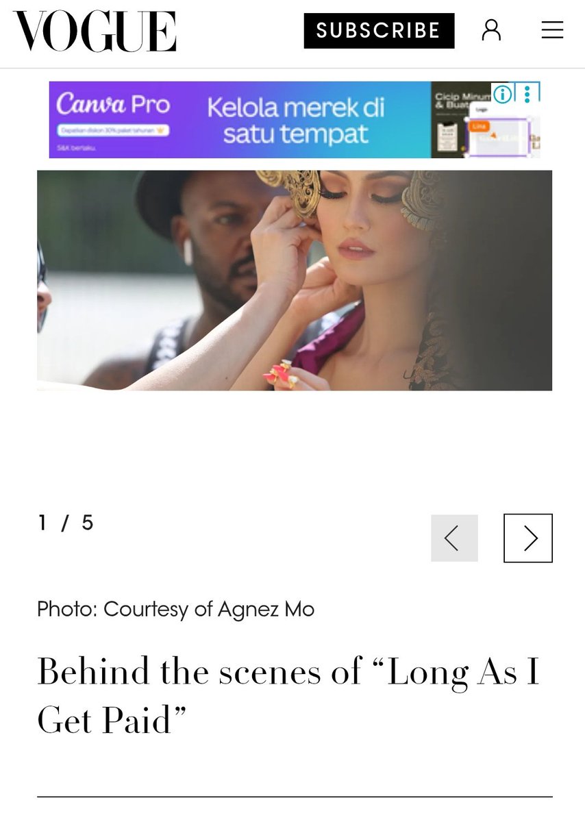 Padahal jauh sebelum itu, AGNEZ MO udah jadi sorotan Media Luar, karena comeback dengan MV yang memakai Outfit Tradisional, bahkan sekelas VOGUE US !!! mau se benci apapun dengan dia, IMPACT dia masih besar (Relasi dia luar gak main-main) .