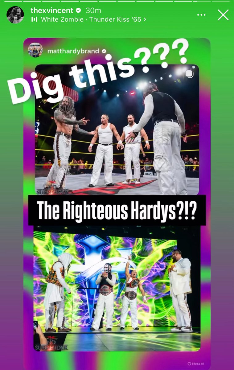 OfChaosAndHero's tweet photo. I definitely dig it.🫰🌼 @NoNamexVincent @MATTHARDYBRAND #TheRighteous #TNAiMPACT #TheHardyz https://t.co/gRVICr3mrP